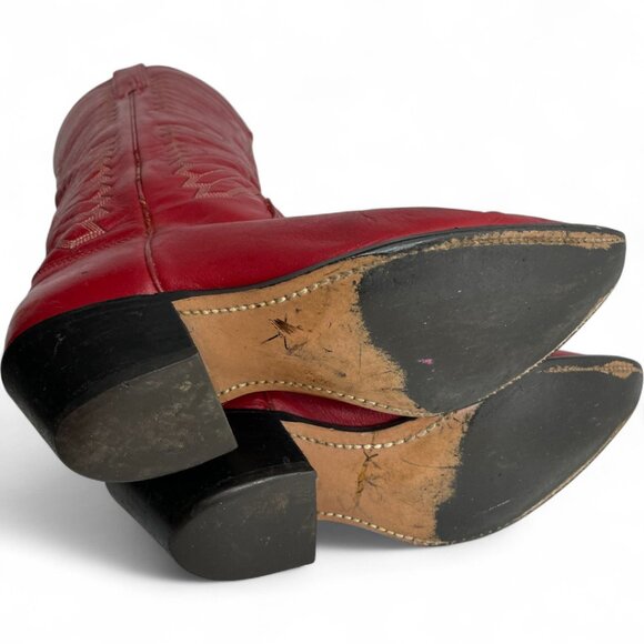 Texas Red Leather Western Cowboy Cowgirl Boots Women's 6.5 M - Picture 14 of 14